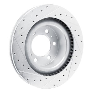 Lexus LX600 Brake Rotor (1) - Front Right - R1 Concepts - Drilled & Slotted - Silver - `22-`25